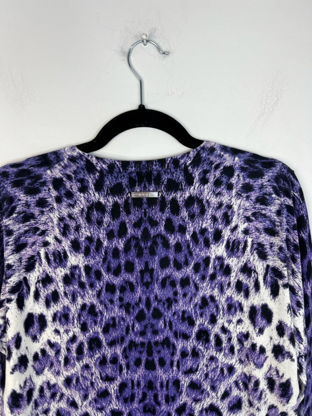 Just Cavalli archival purple digital leopard print fine knit boxy sweater S - Picture 6 of 15